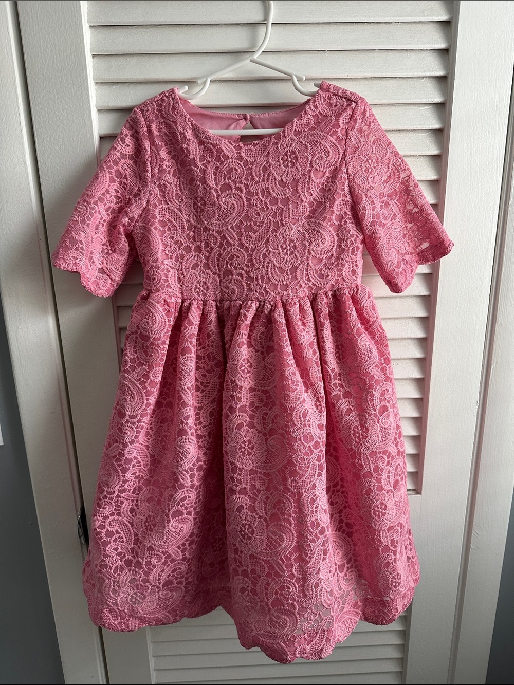 Janie and Jack tulip pink lace dress size 6 girls